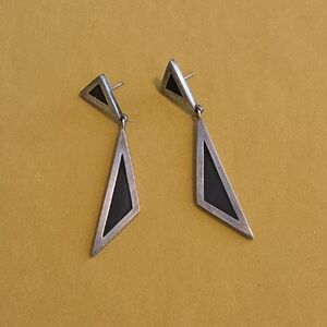 Vintage 925 Silver Geometric Earrings - "YV" Hallmark -Possibly By JanVan Schaik
